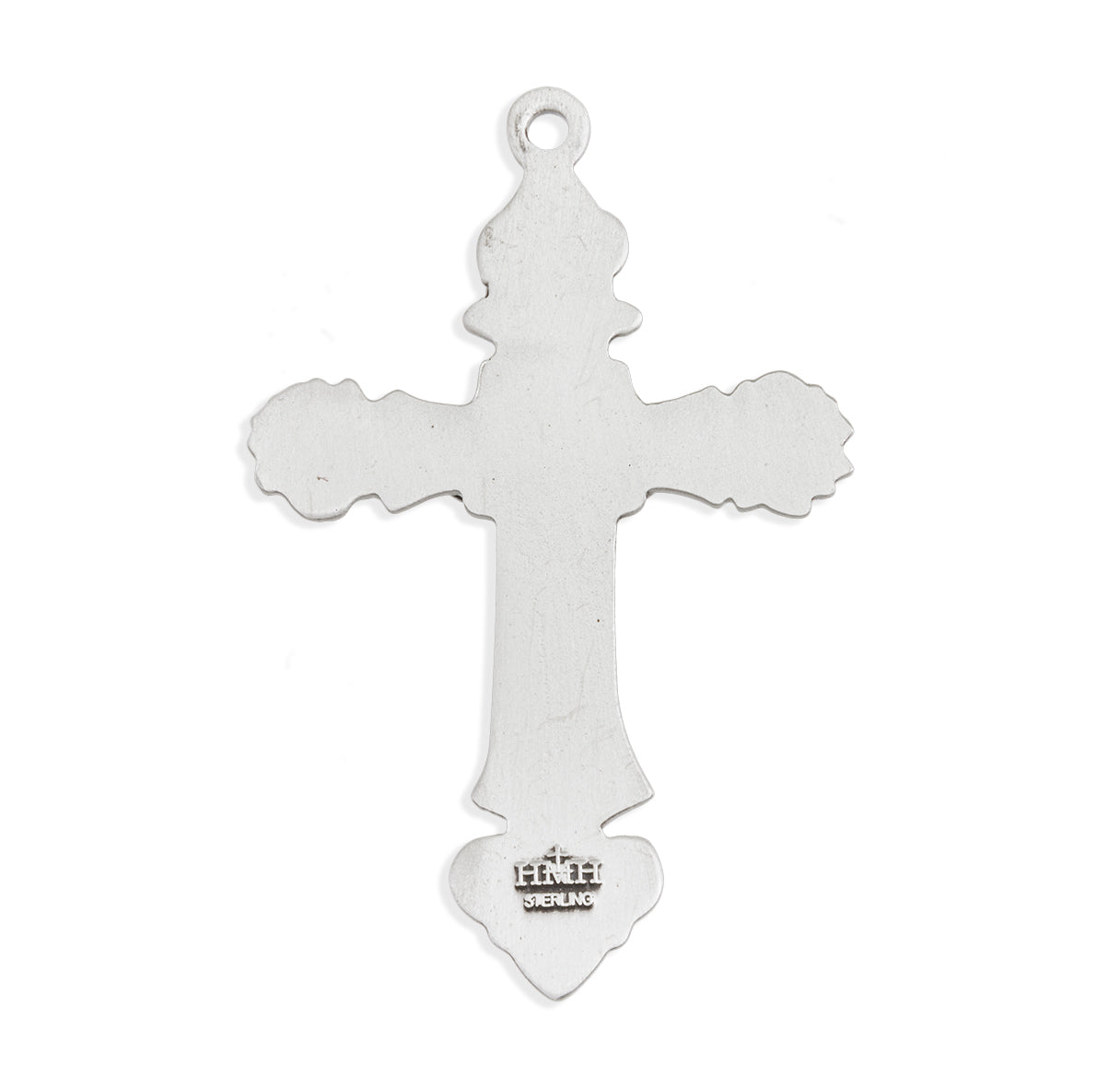 Sterling Silver Filigree Scroll Relief Design Crucifix Necklace