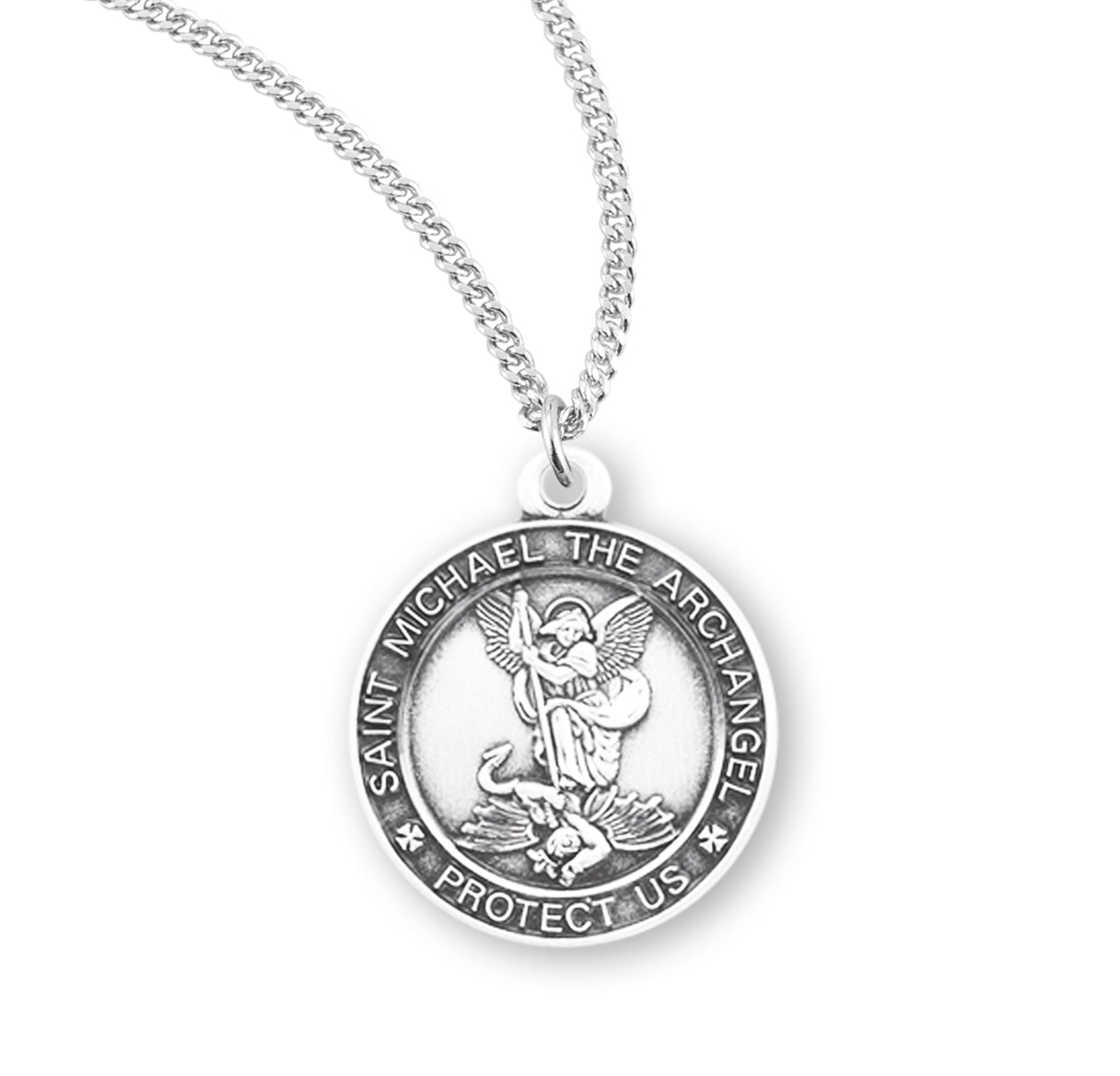 St. Michael Sterling Silver Medal Necklace