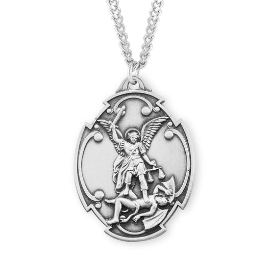 St. Michael Sterling Silver Medal Necklace