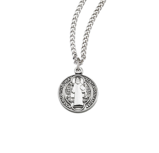 St. Benedict Sterling Silver Medal Necklace