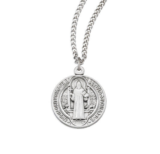 St. Benedict Sterling Silver Medal Necklace