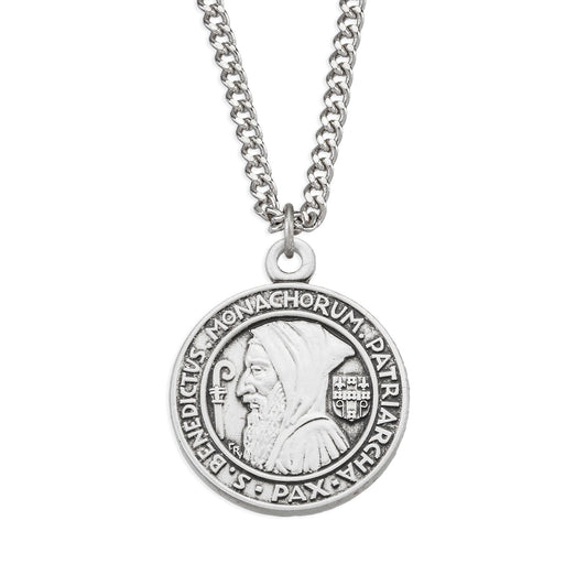 St. Benedict Sterling Silver Medal Necklace