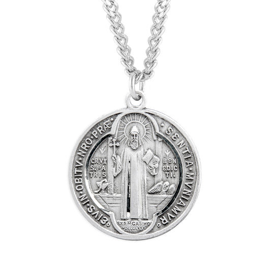 St. Benedict Sterling Silver Medal Necklace