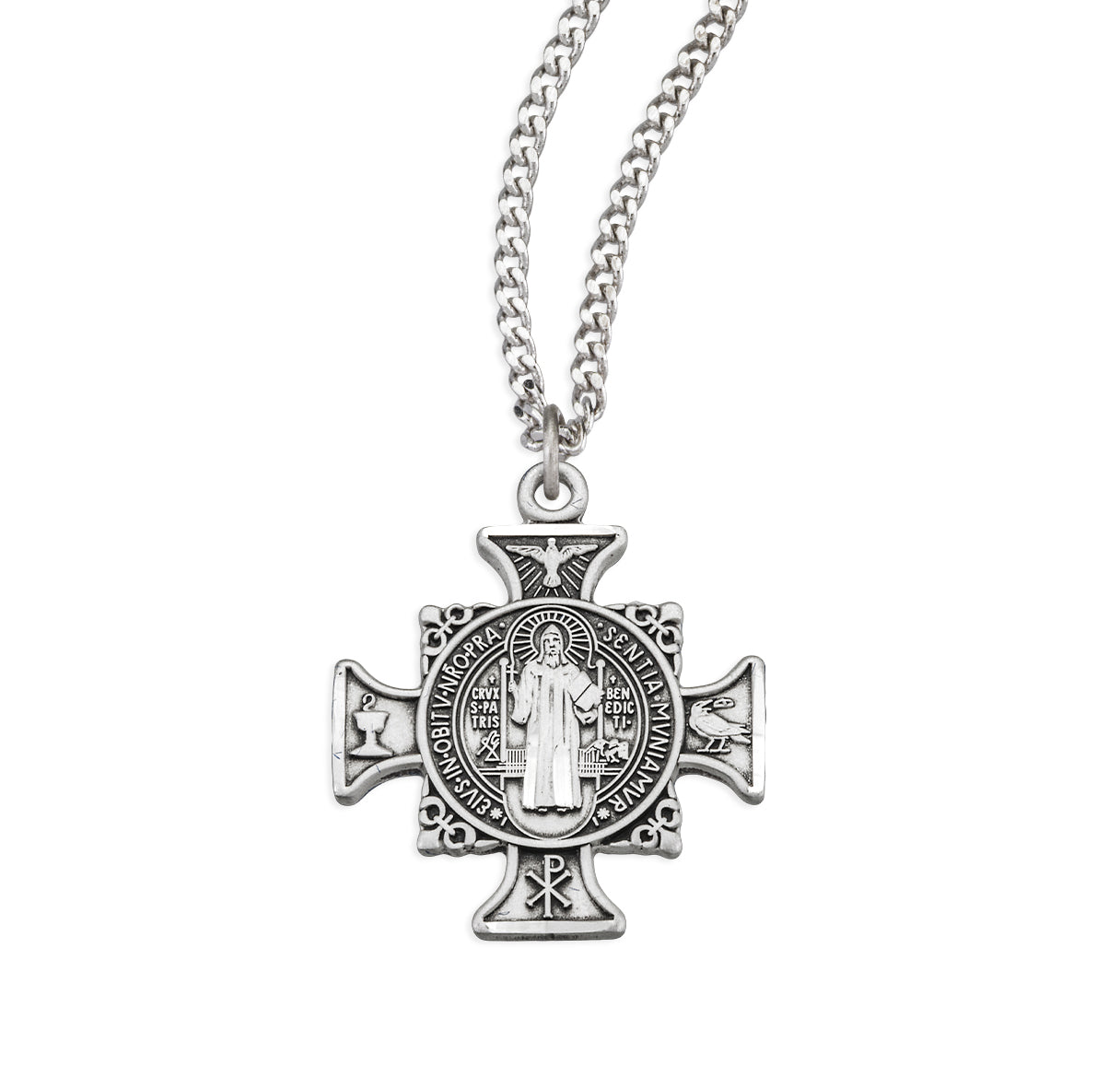 St. Benedict Sterling Silver Medal Necklace