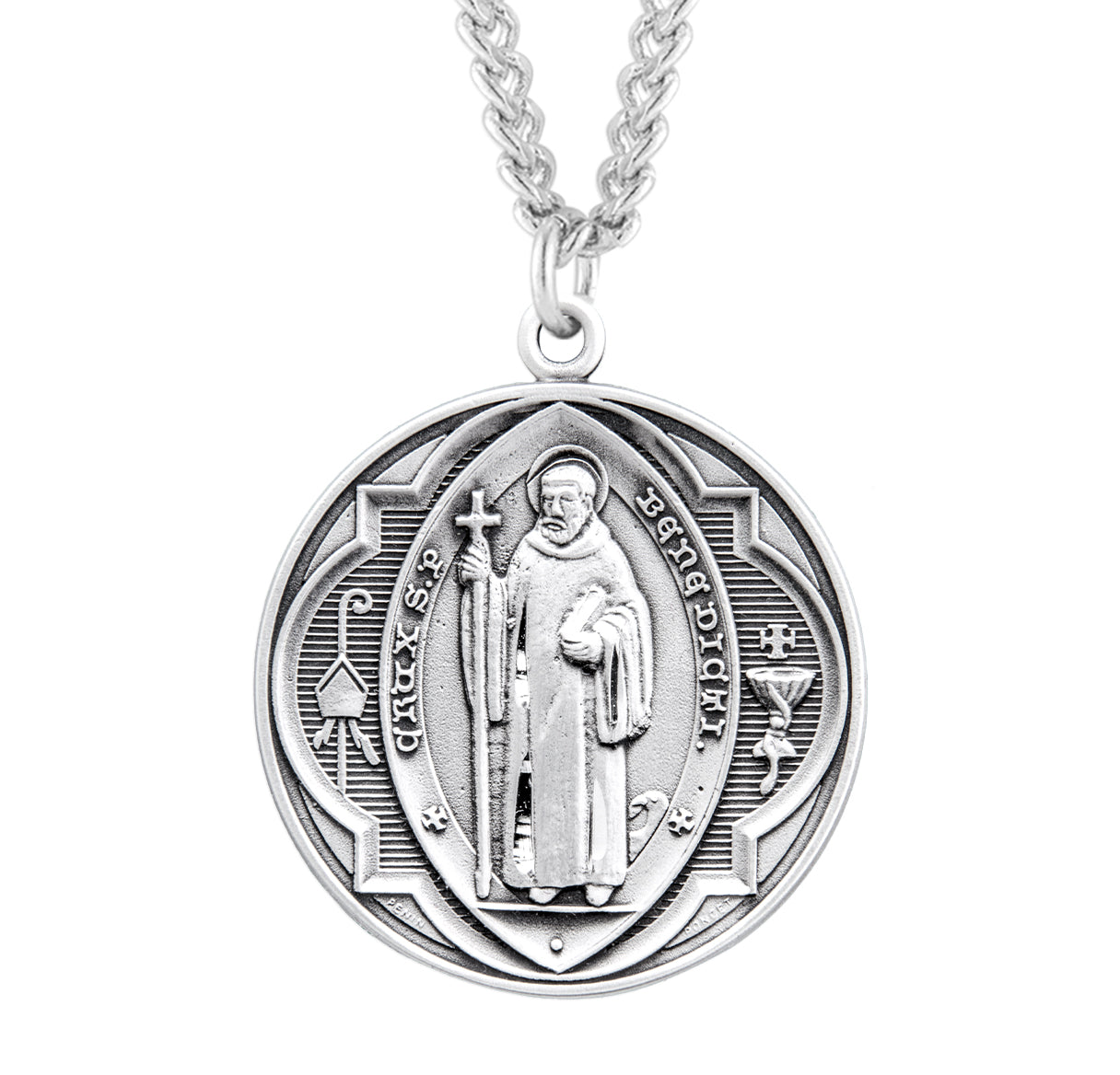 St. Benedict Sterling Silver Medal Necklace