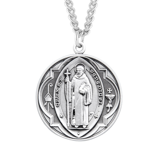 St. Benedict Sterling Silver Medal Necklace