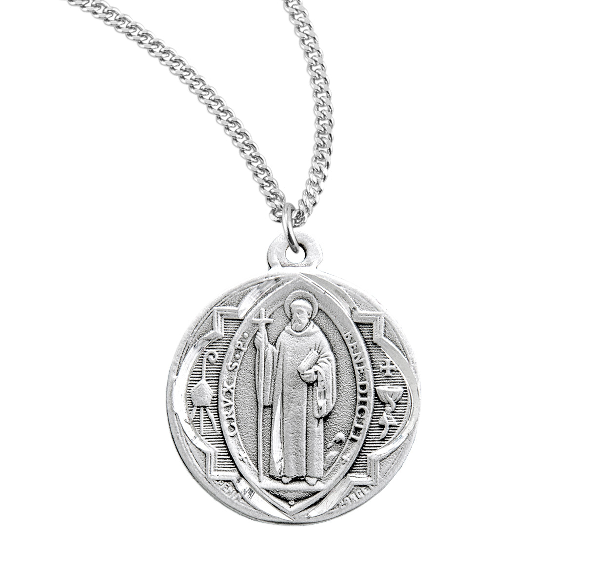 St. Benedict Sterling Silver Medal Necklace