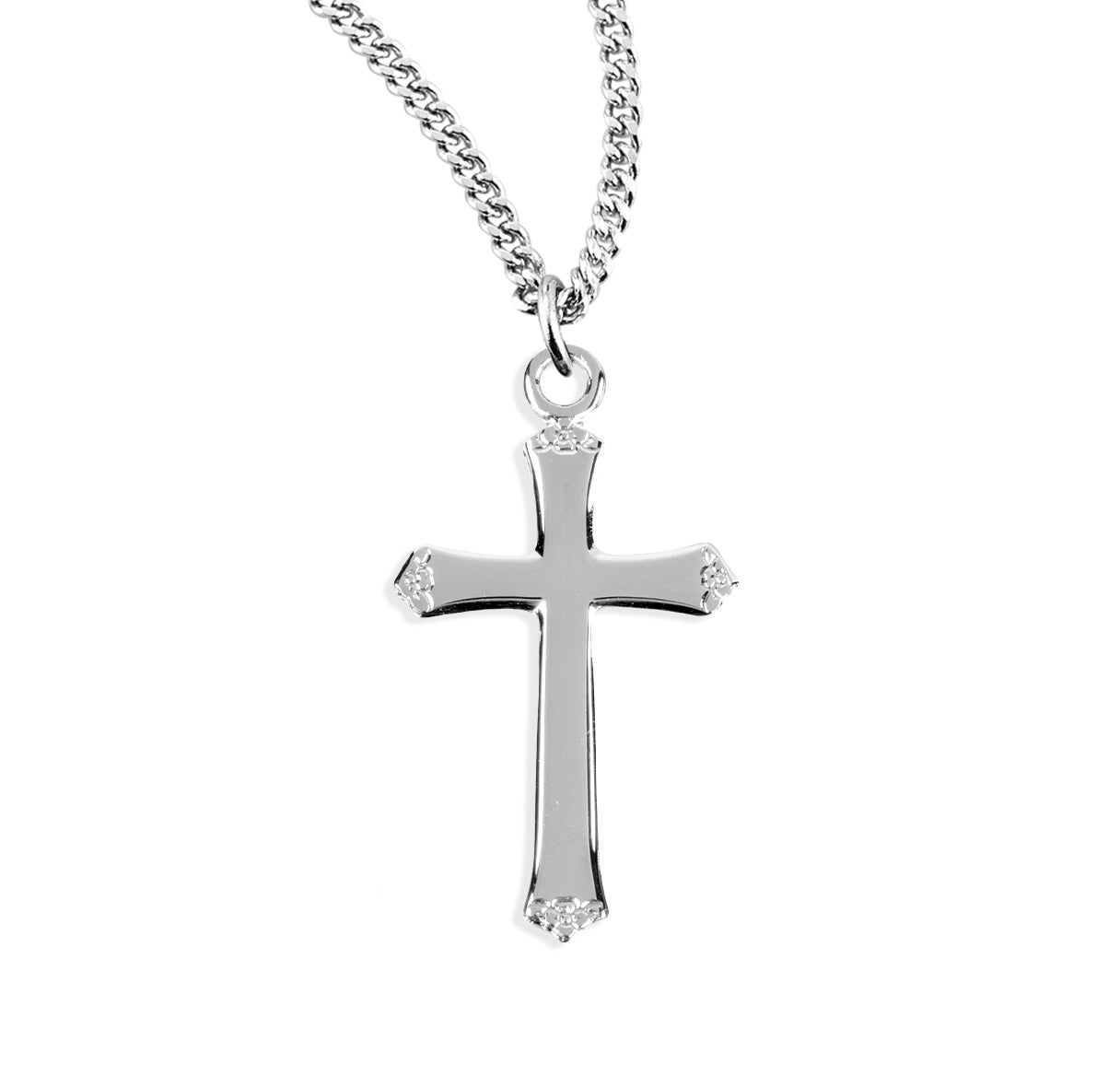 Sterling Silver Flower Tipped Cross