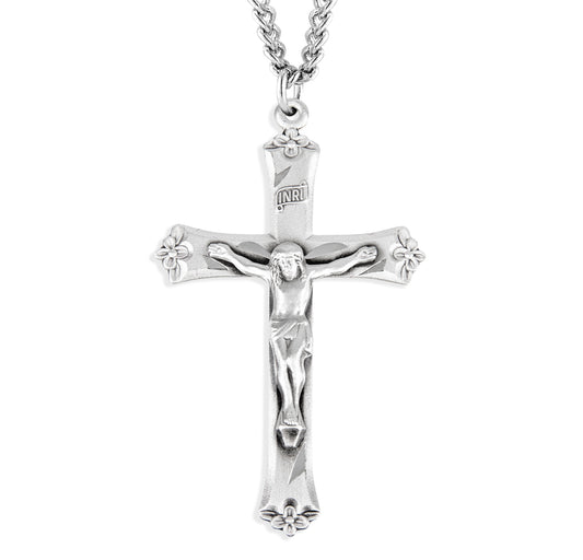 Sterling Silver Flower Tipped Crucifix