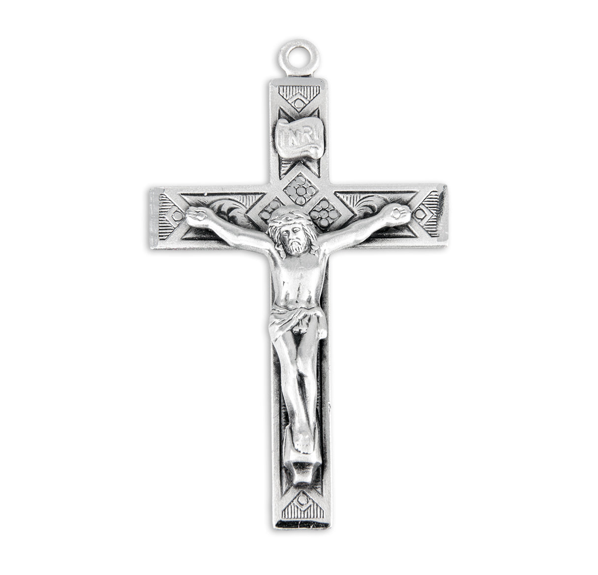 Sterling Silver Detailed Crucifix with 24 Inch Chain