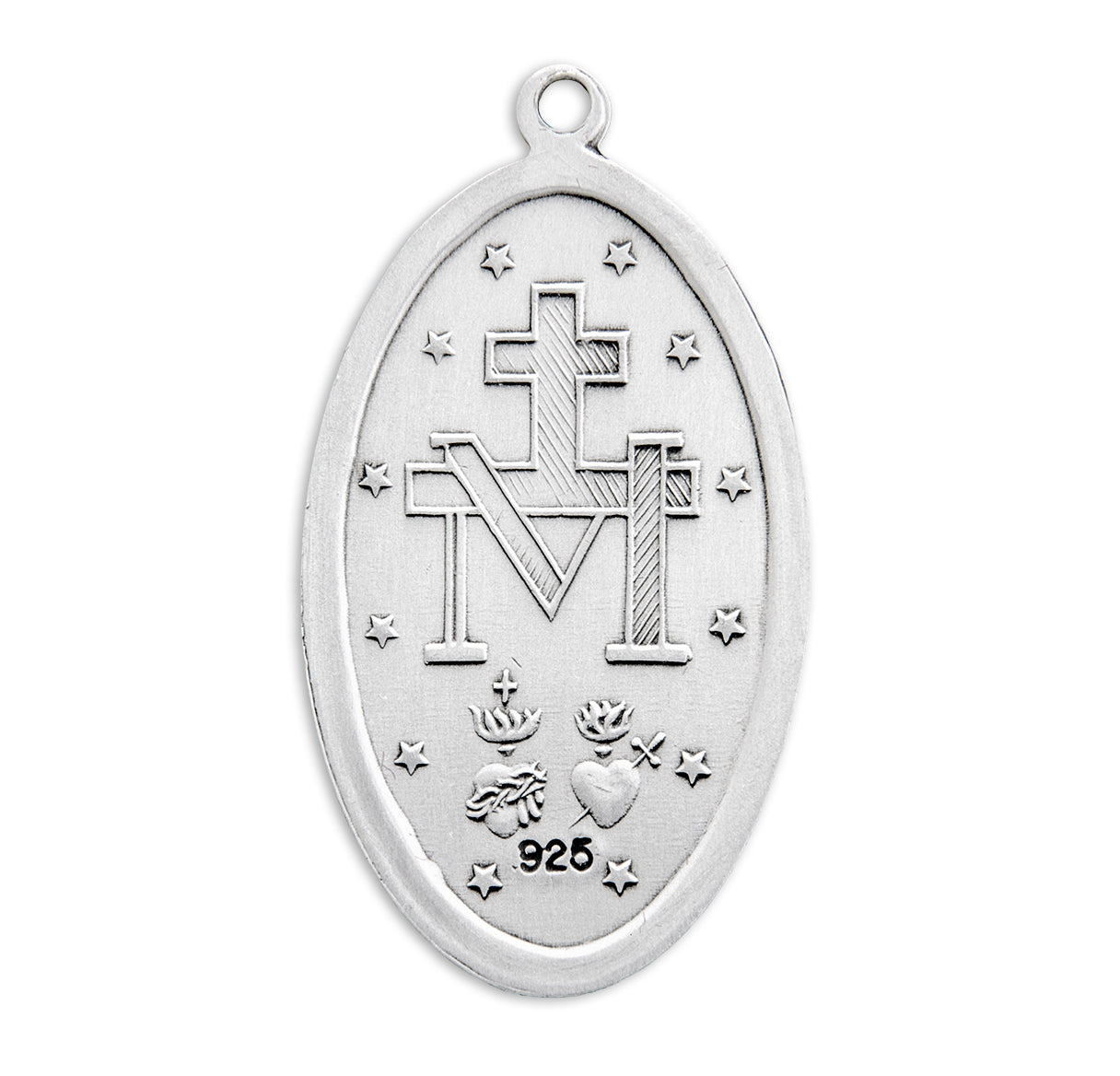 Sterling Silver Oval Miraculous Medal Pendant Necklace Made in USA