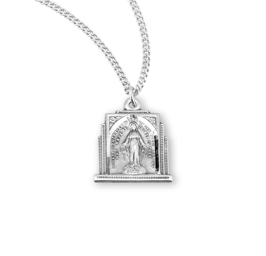 Sterling Silver Multi-Step Miraculous Medal Pendant Necklace, Made in USA