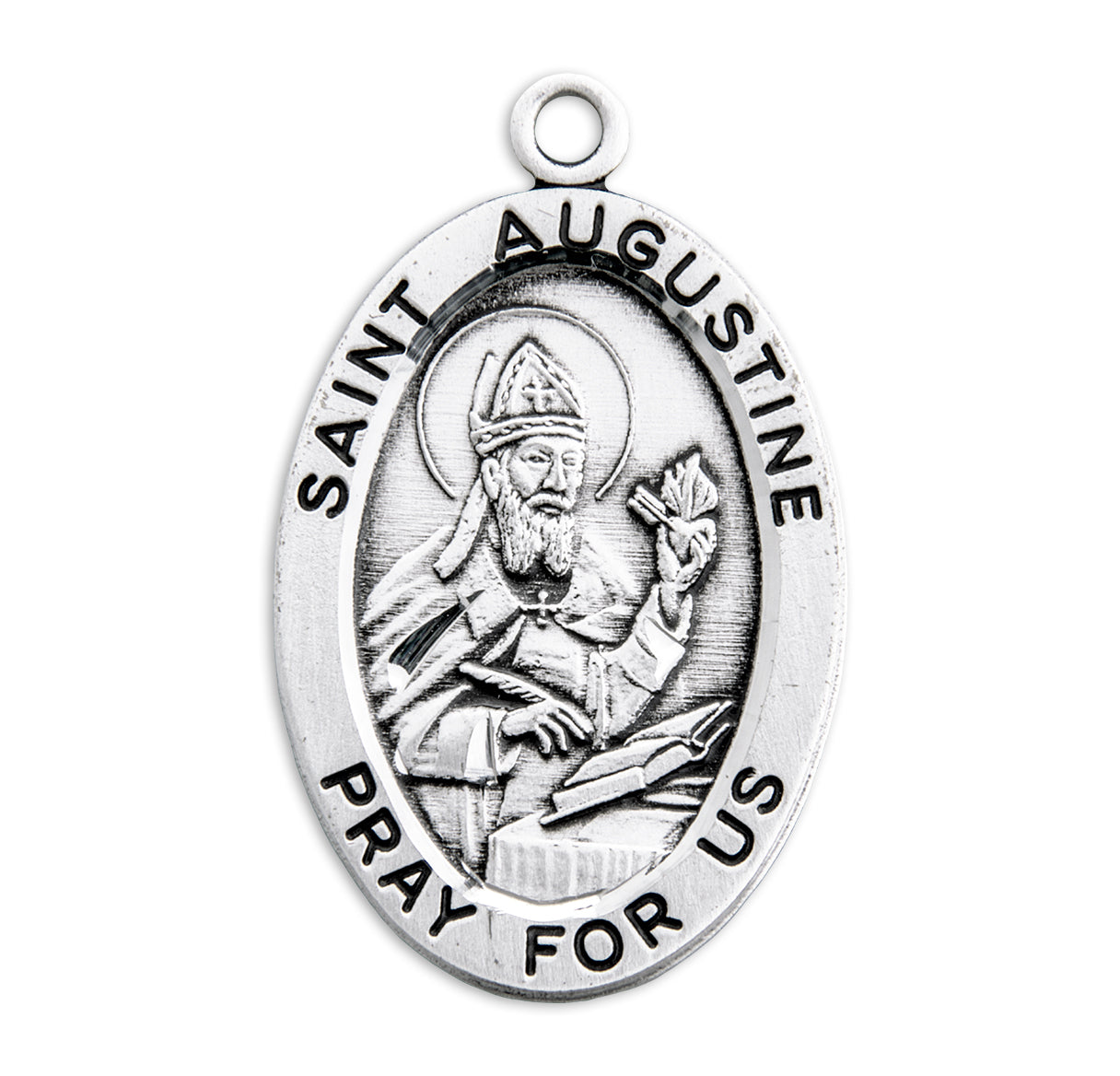 St. Augustine Sterling Silver Medal Necklace