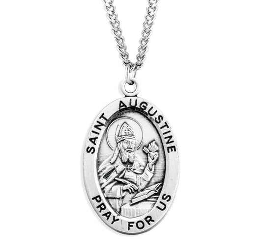 St. Augustine Sterling Silver Medal Necklace