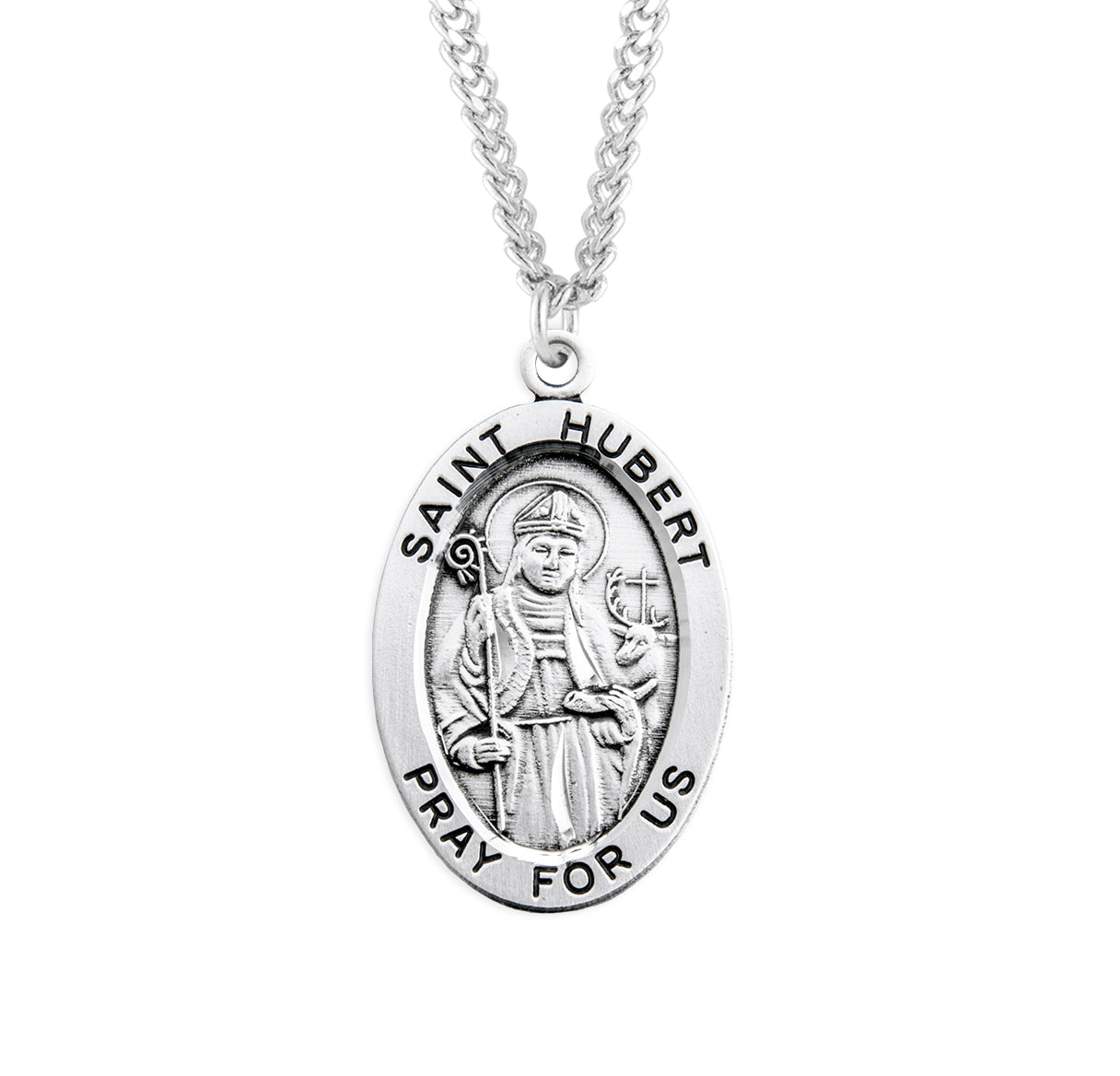 St. Hubert Sterling Silver Medal Necklace