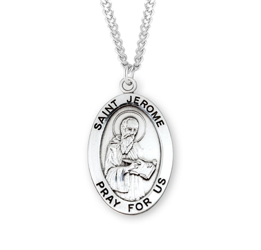 St. Jerome Sterling Silver Medal Necklace