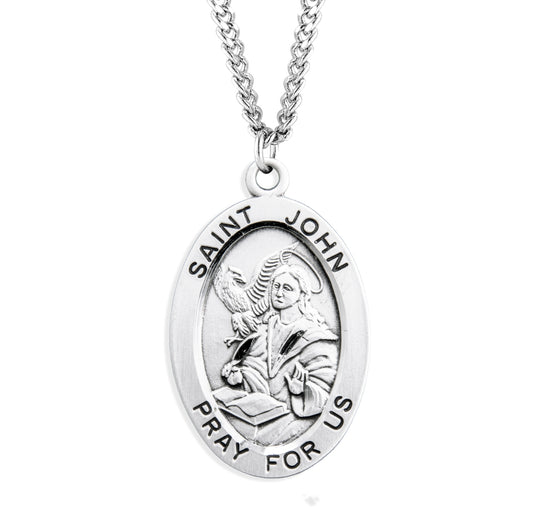 St. John the Evangelist Sterling Silver Medal Necklace