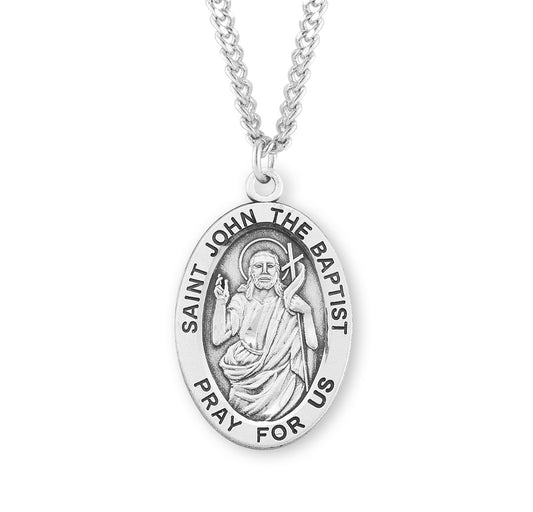 St. John the Baptist Sterling Silver Medal Necklace