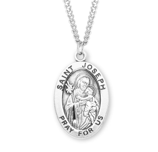 St. Joseph Sterling Silver Medal Necklace