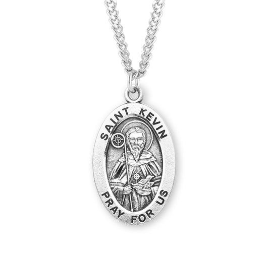 St. Kevin Sterling Silver Medal Necklace