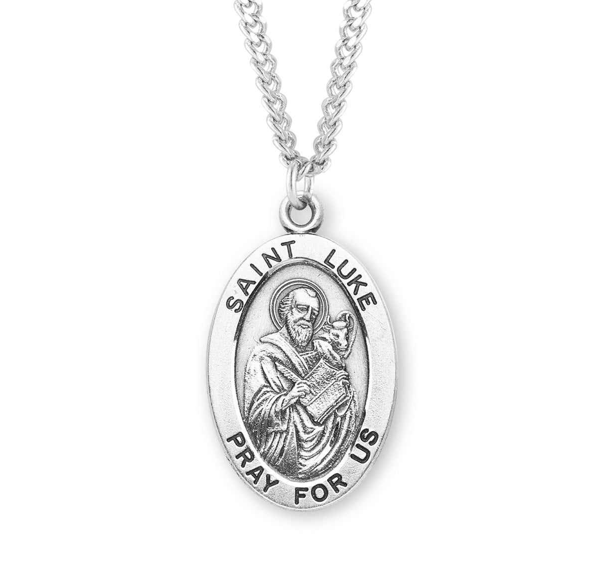 St. Luke Sterling Silver Medal Necklace