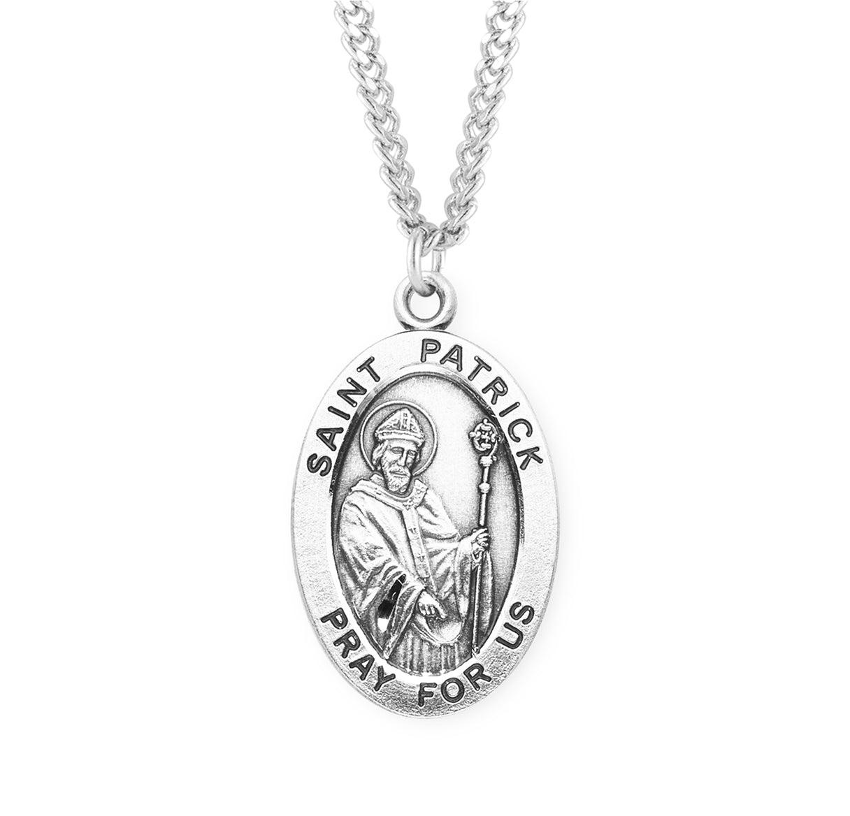 St. Patrick Sterling Silver Medal Necklace