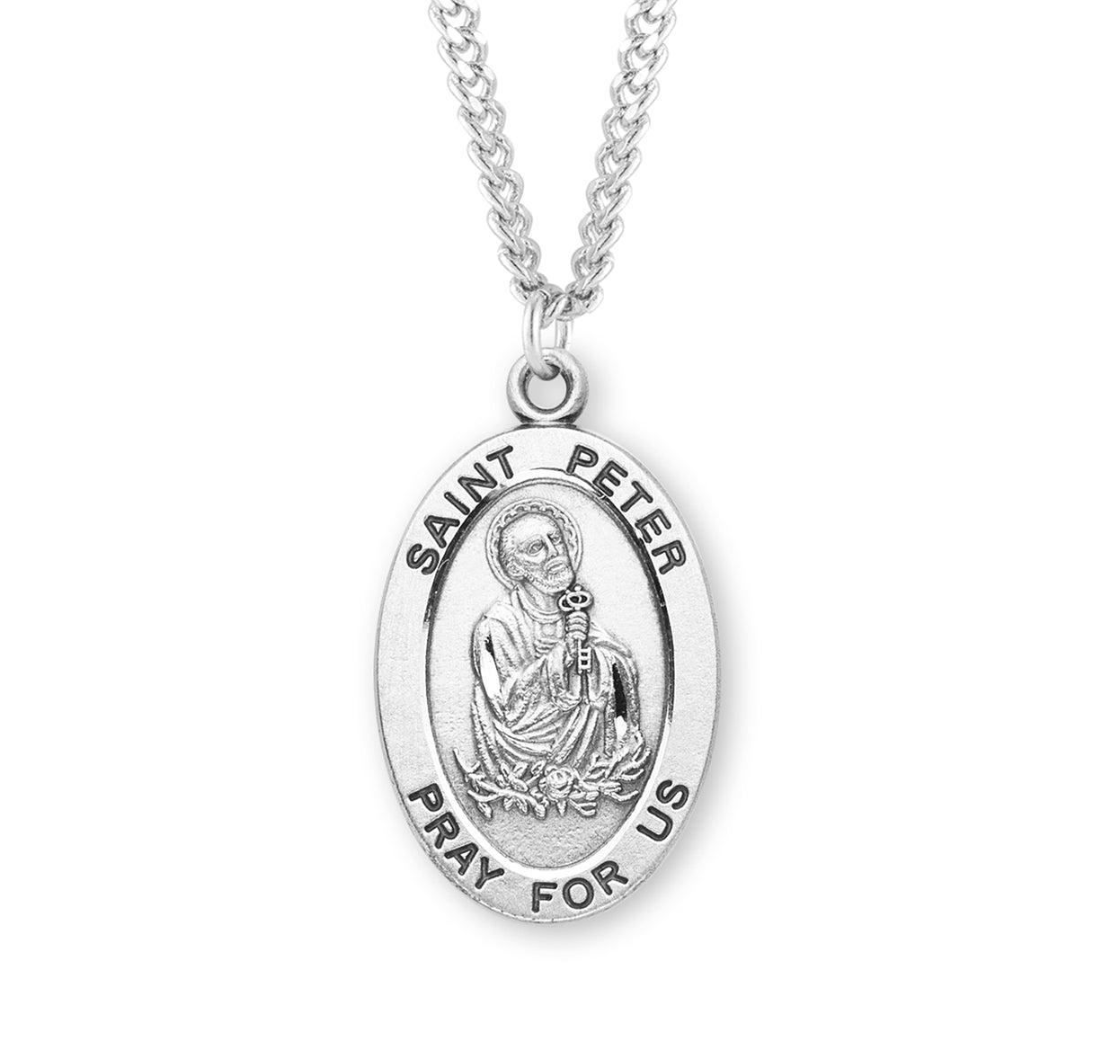 St. Peter Sterling Silver Medal Necklace