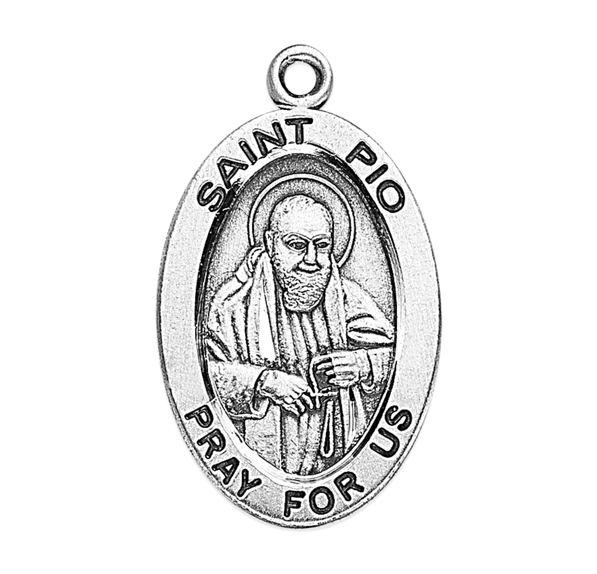 St. Padre Sterling Silver Medal Necklace