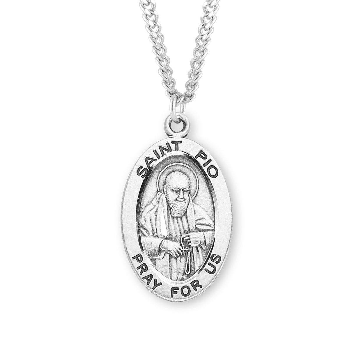 St. Padre Sterling Silver Medal Necklace