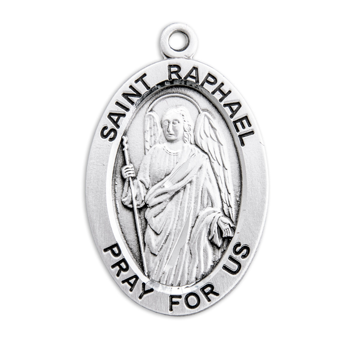 St. Raphael Sterling Silver Medal Necklace