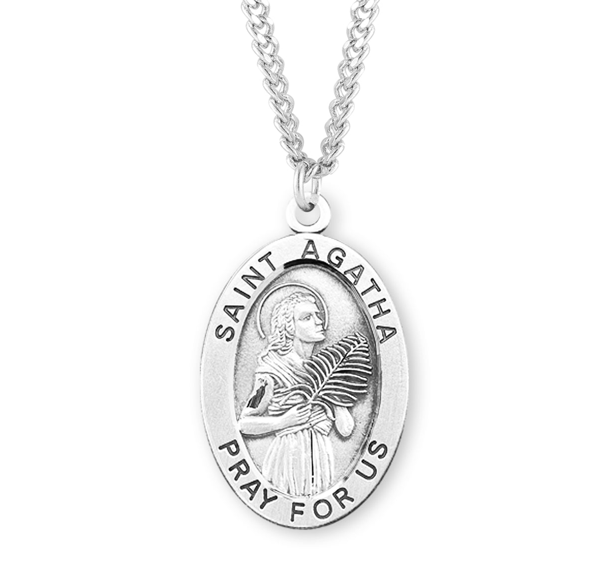 St. Agatha Sterling Silver Medal Necklace