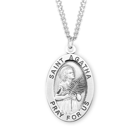 St. Agatha Sterling Silver Medal Necklace