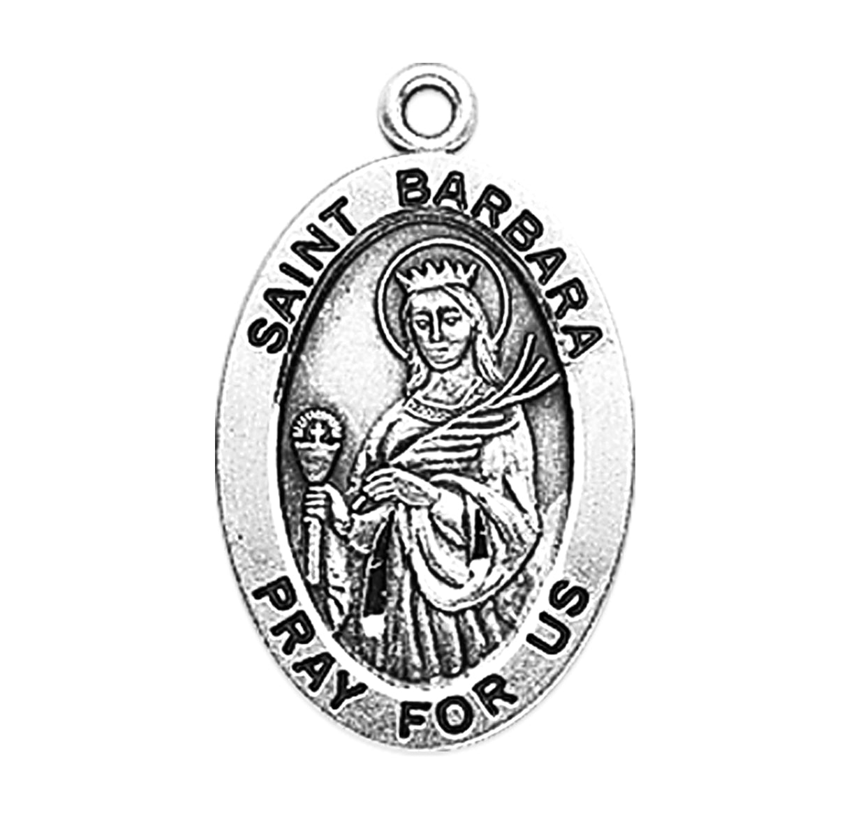 St. Barbara Sterling Silver Medal Necklace