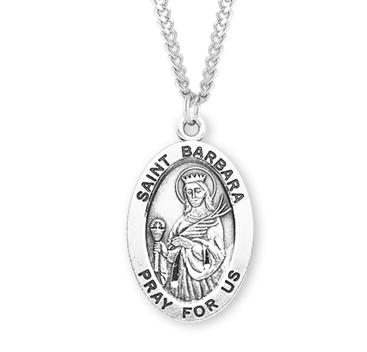 St. Barbara Sterling Silver Medal Necklace