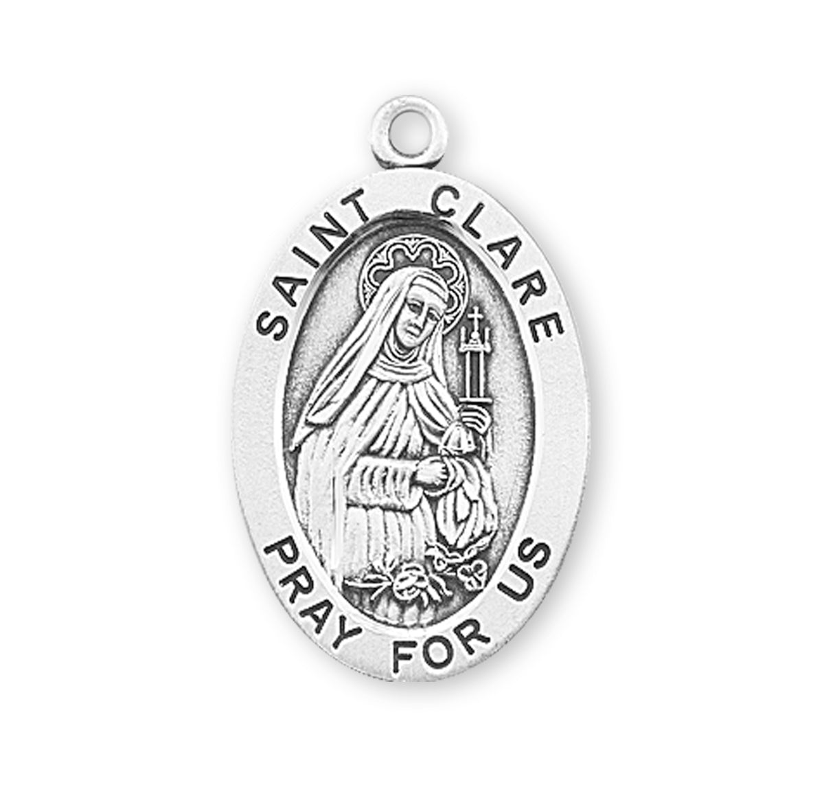 St. Clare Sterling Silver Medal Necklace