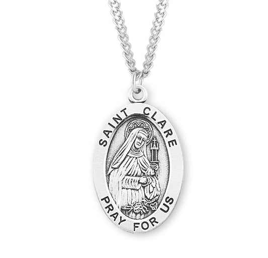 St. Clare Sterling Silver Medal Necklace