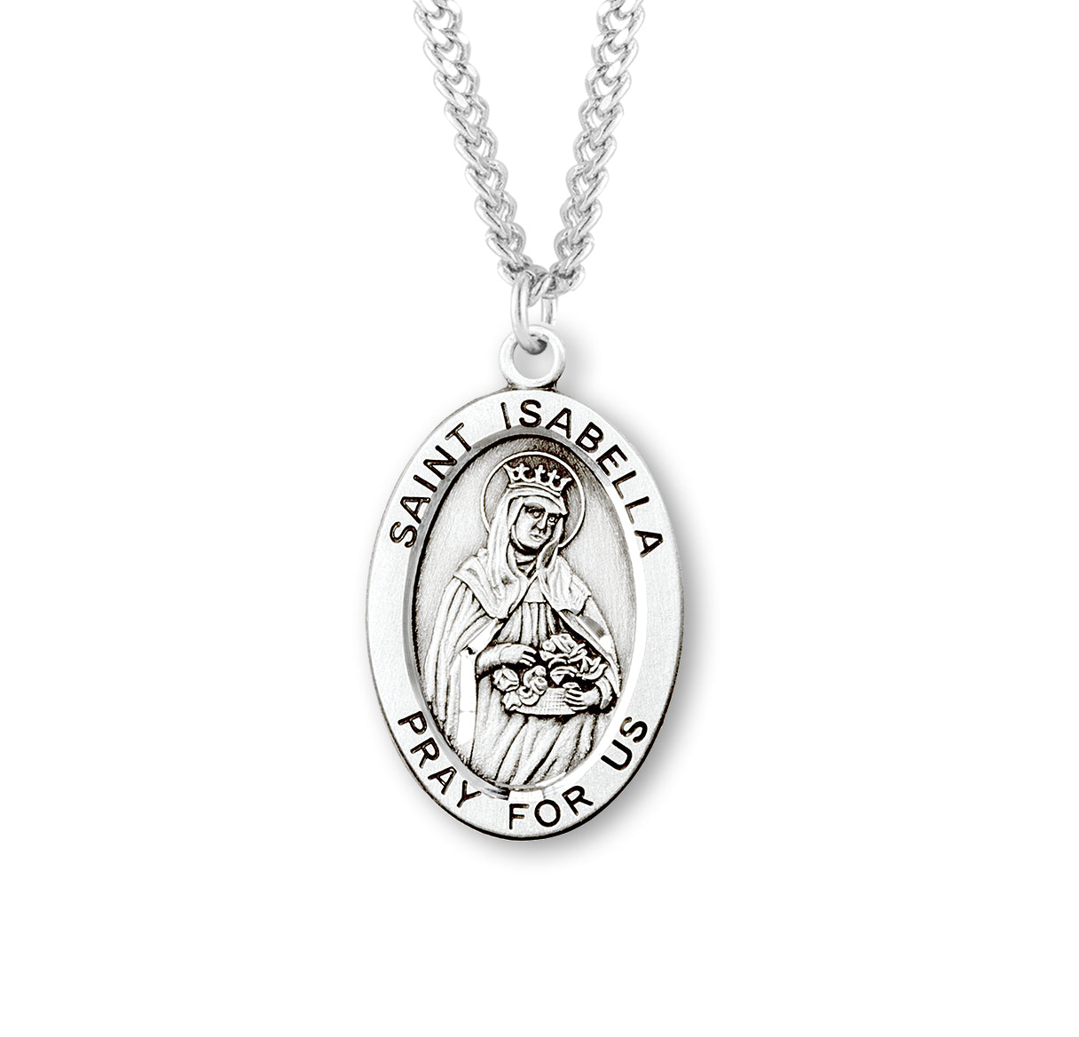 St. Isabella Sterling Silver Medal Necklace