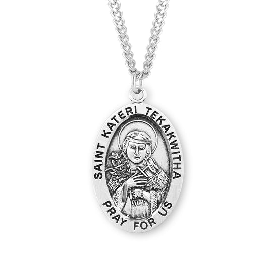 St. Kateri Tekwitha Sterling Silver Medal Necklace