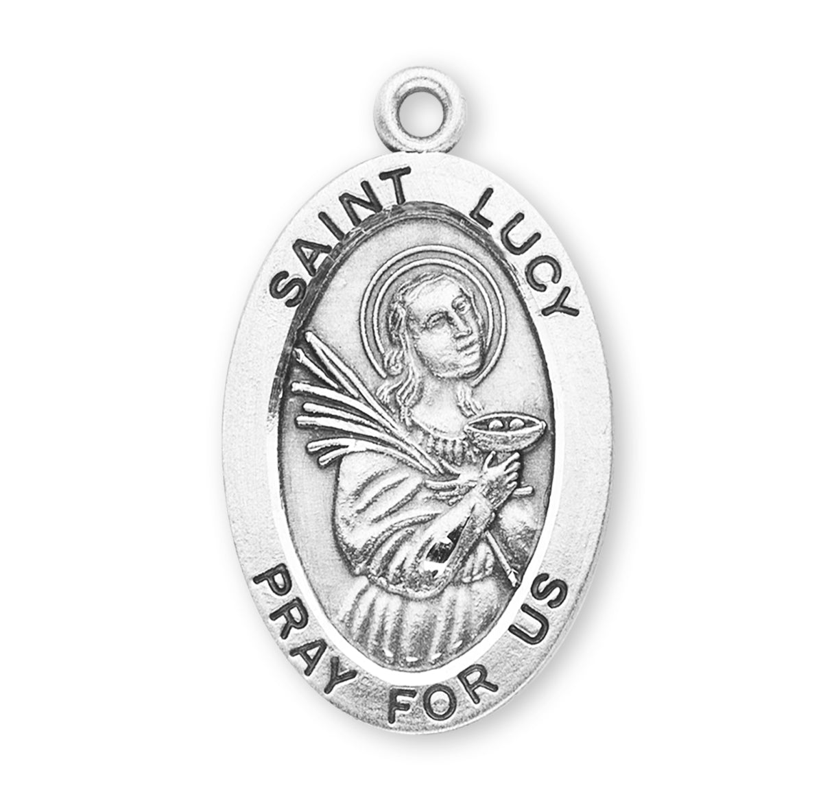 St. Lucy Sterling Silver Medal Necklace