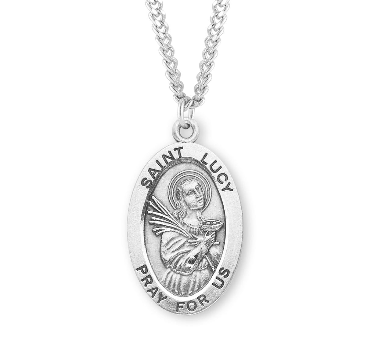 St. Lucy Sterling Silver Medal Necklace