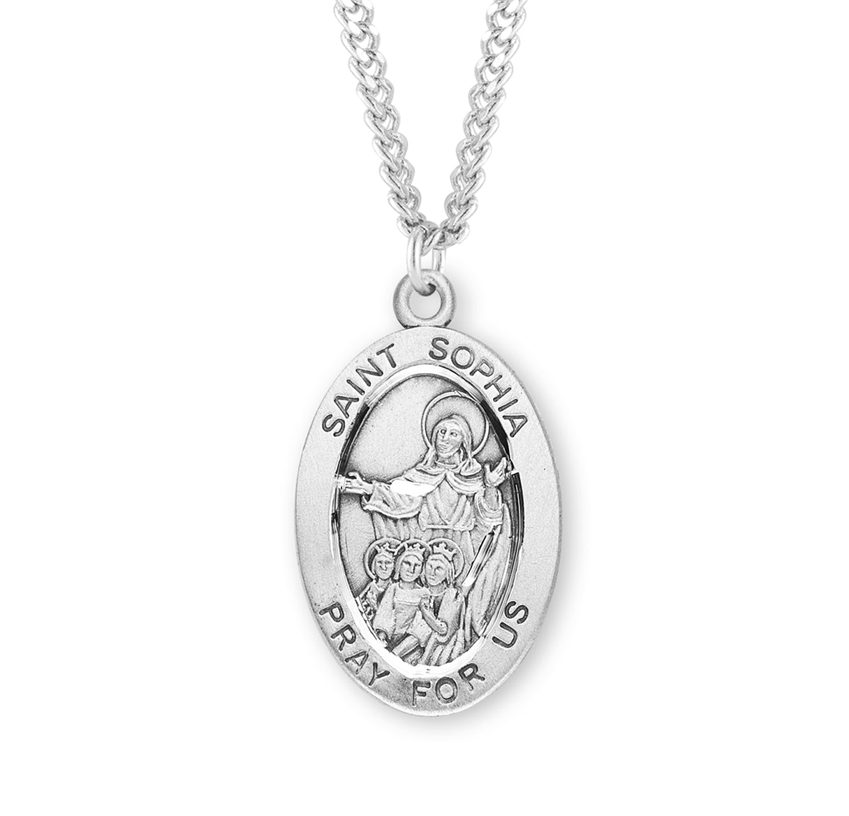 St. Sophia Sterling Silver Medal Necklace