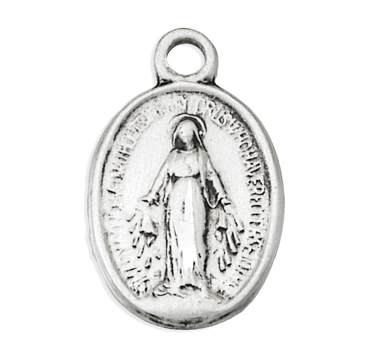 Sterling Silver Oval Miraculous Medal Necklace Pendant, Made in USA