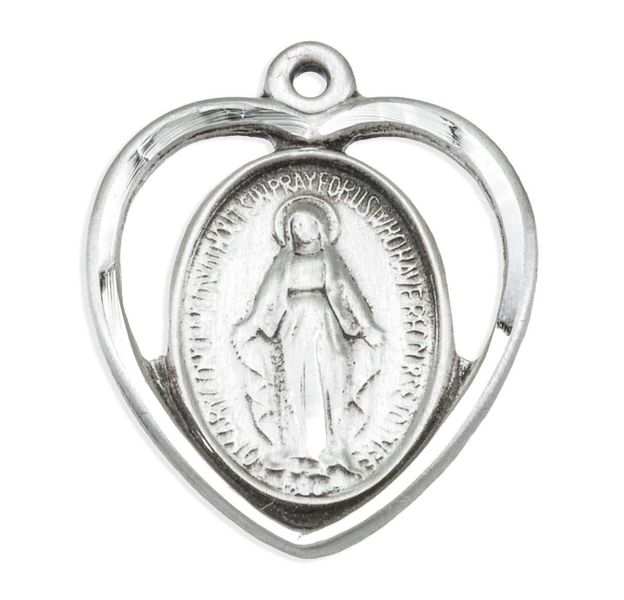 Sterling Silver Miraculous Medal Pendant Necklace Made in USA