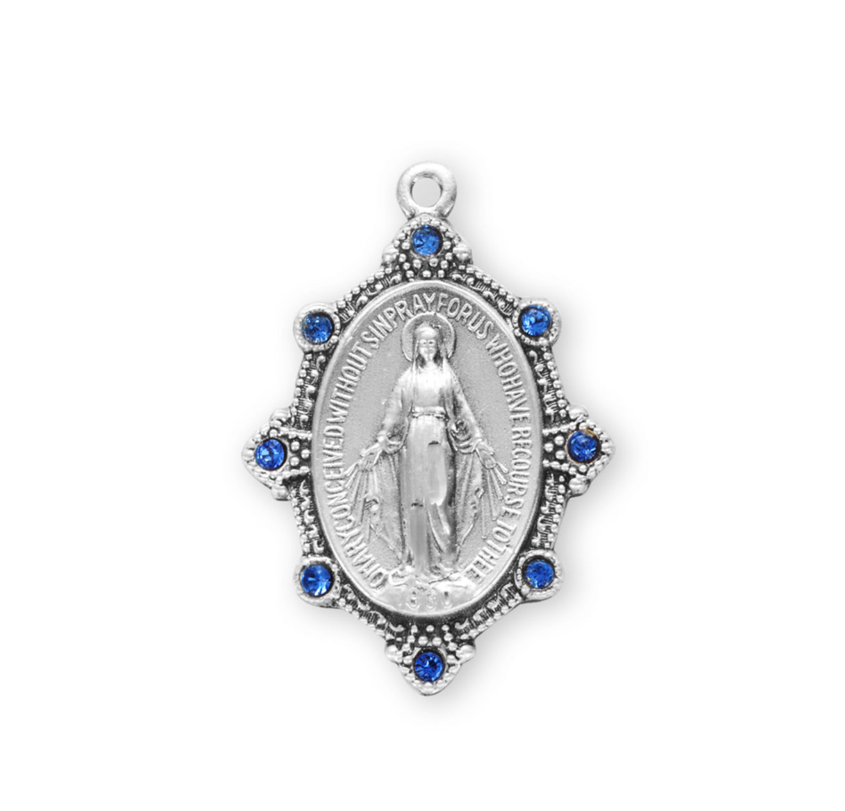 Sterling Silver Oval Miraculous Medal Necklace Set USA