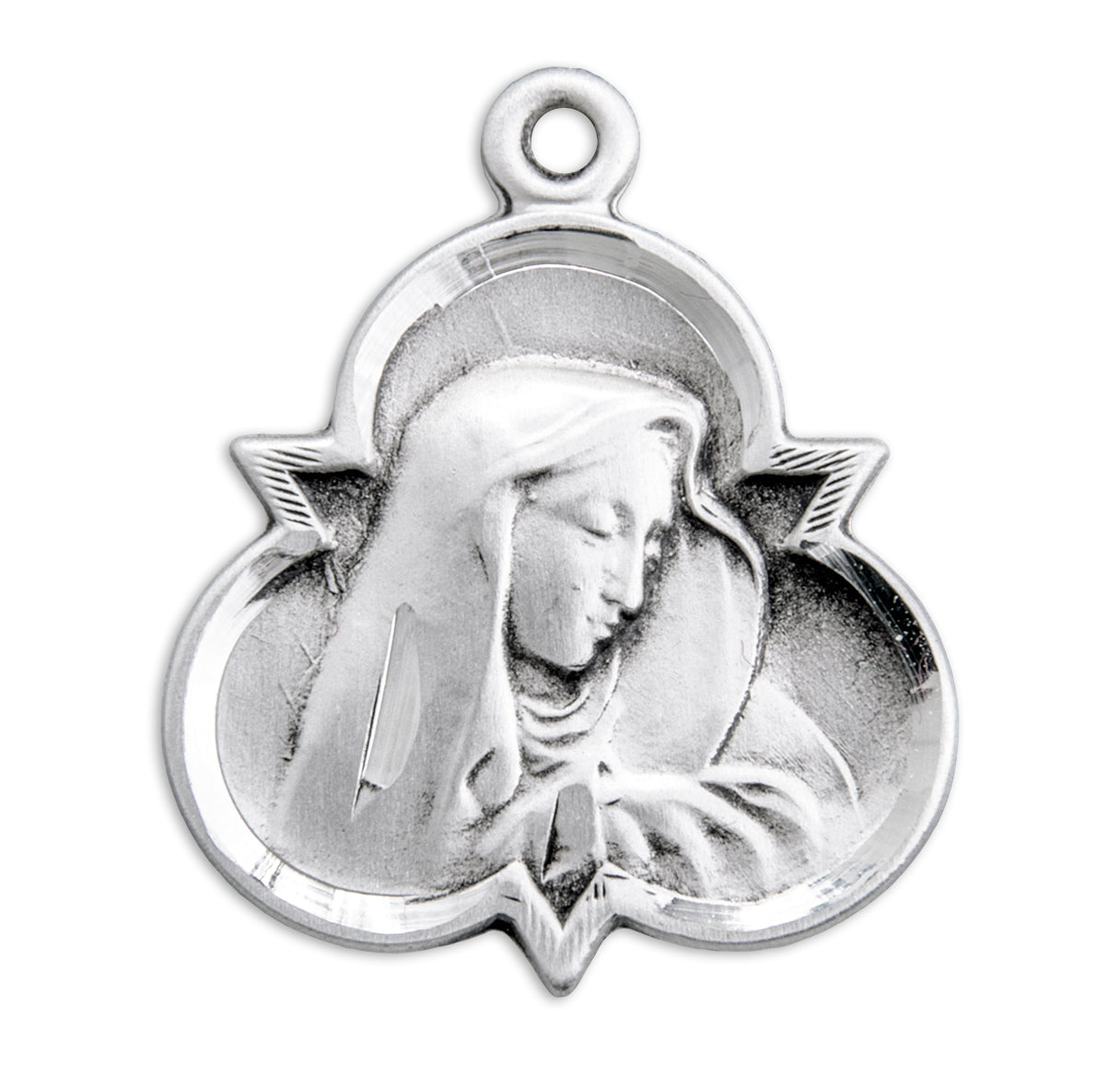 Our Lady of Sorrows Sterling Silver Trinity Symbol Medal Pendant Necklace