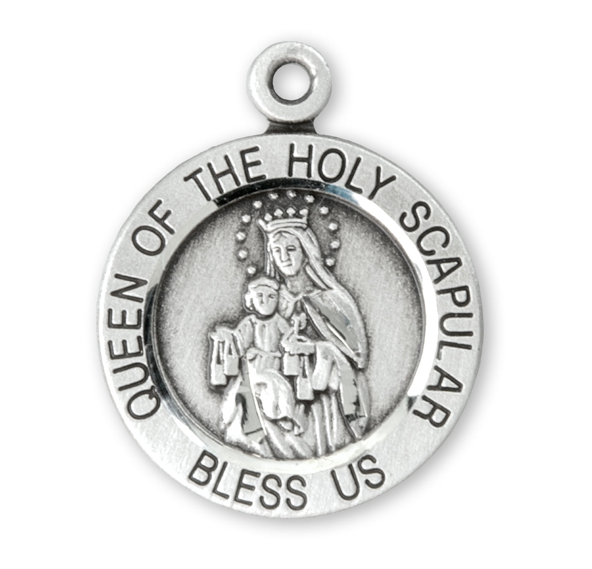 Sterling Silver Holy Scapular Medal Pendant Necklace