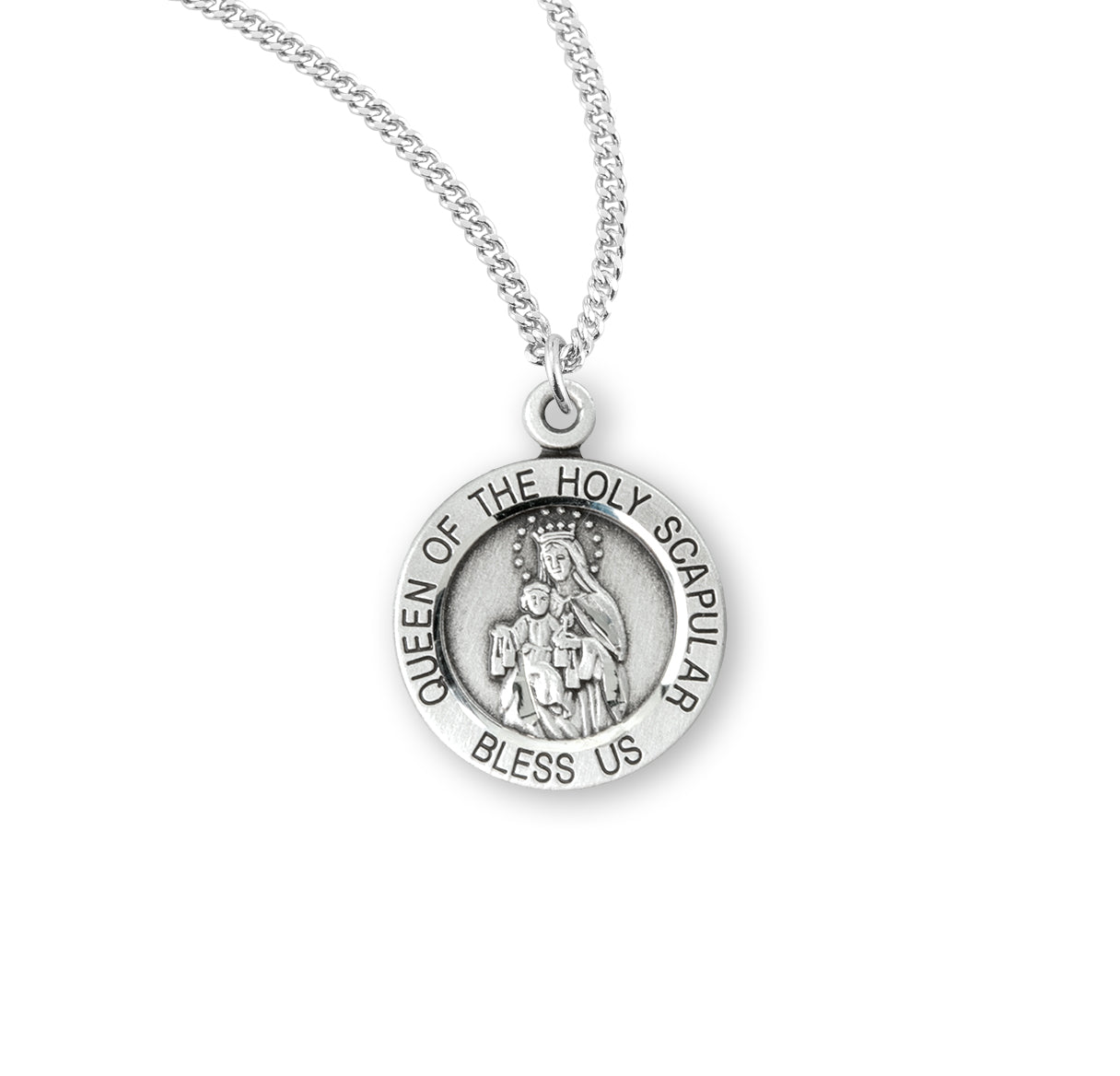 Sterling Silver Holy Scapular Medal Pendant Necklace