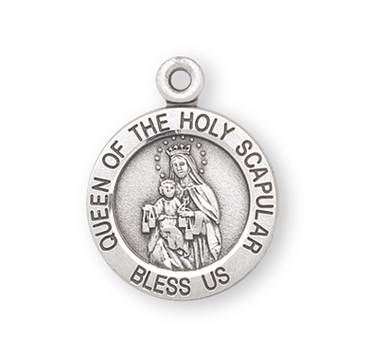 Sterling Silver Holy Scapular Medal Pendant Necklace