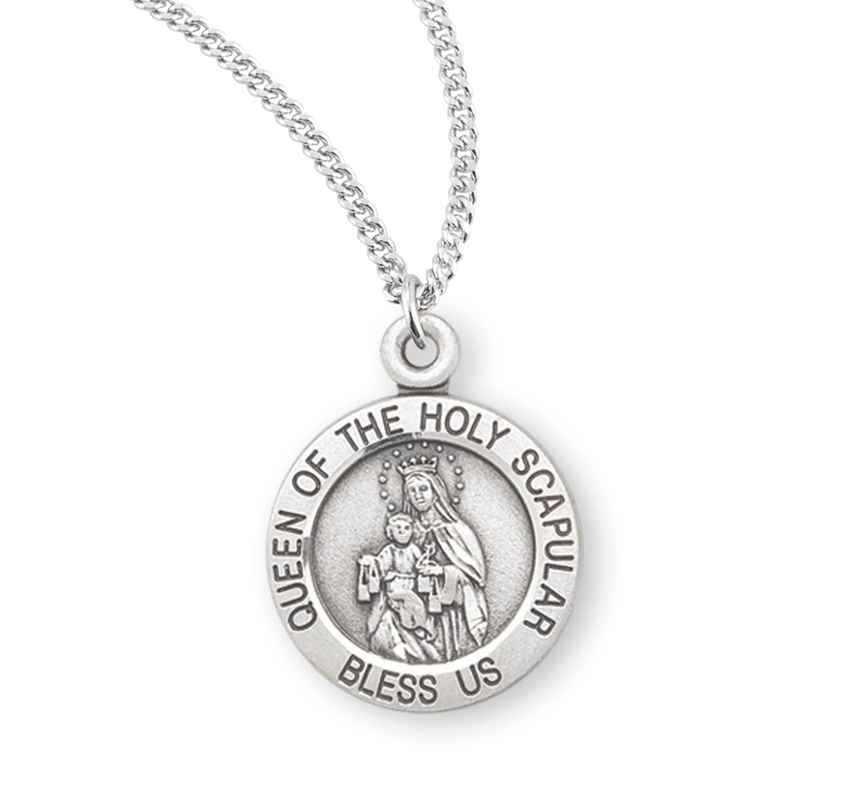 Sterling Silver Holy Scapular Medal Pendant Necklace