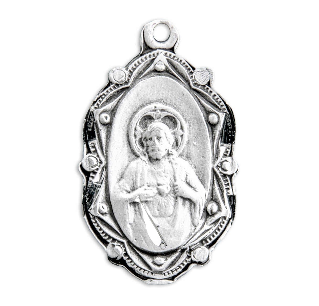 Sacred Heart of Jesus Sterling Silver Scapular Medal Necklace